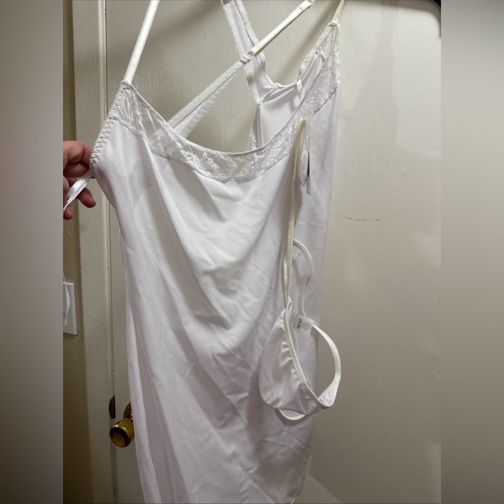 Dreamgirl White Bridal Honeymoon  NWT  Lace Chemise & thong & garter